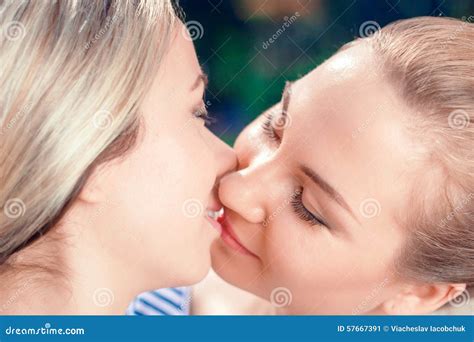 Kissing Lesbian Couple in Park Stock Image - Image of confident, love ...