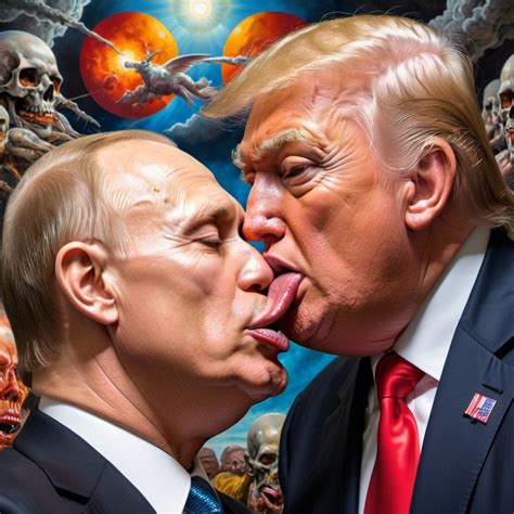 Donald Trump and Putin tongue kissing with Christian...