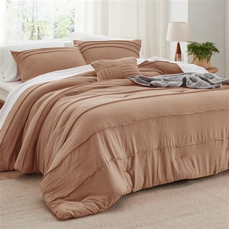 Bedsure Taupe King Size Comforter Set - 4 Pieces Pinch Pleat Bed Set ...