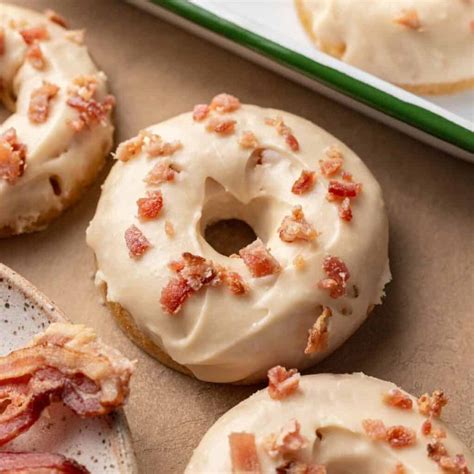 Oven Baked Maple Bacon Glazed Donuts - Bake & Bacon