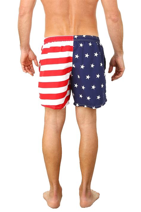 UZZI Men's American Flag Swim Trunks Medium Red, Blue, White - Swiftsly