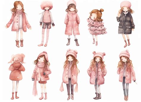 Watercolor collection nyc girly girlie girls illust | Premium AI ...