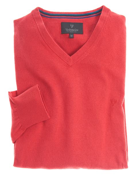 Mens V-Neck Jumper Cotton Cashmere Various Colours