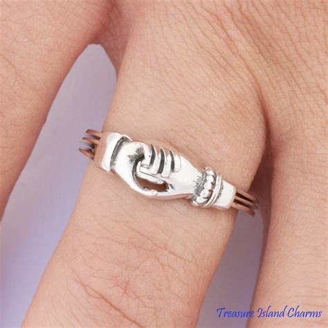 Gimmel Gimmal Claddagh Hands Heart 925 Sterling Silver Ring Opens Size ...