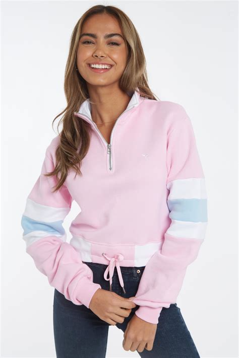 Pink Quarter Zip Sweater Outlet | bellvalefarms.com