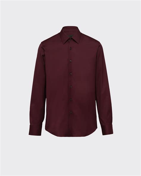 Prada Stretch Poplin Shirt, Men, Burgundy, Size 40 | Mens smart casual ...