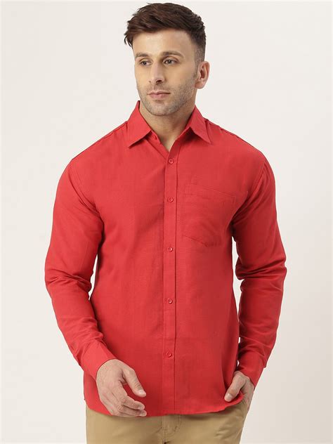 Buy RIAG Men Red Solid Casual Shirt - Shirts for Men 19397578 | Myntra