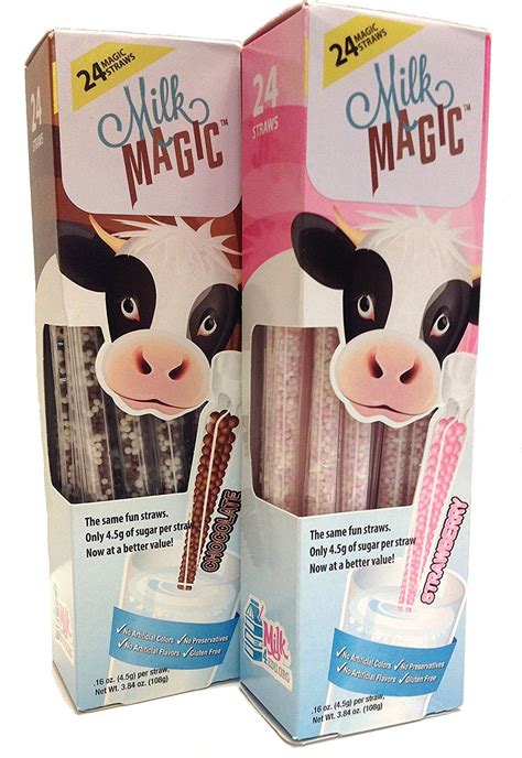 Amazon.com : Strawberry & Chocolate Magic Milk Fun Straws 24 Each (2pk) : Health & Household