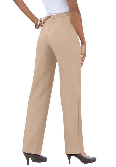 Roaman's Women's Plus Size Tall Classic Bend Over Pant Pull On Slacks ...