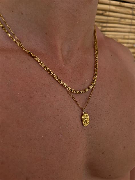 Mens Gold Chain Necklace, Gold Pendant Necklace, Men Necklace, Fashion ...