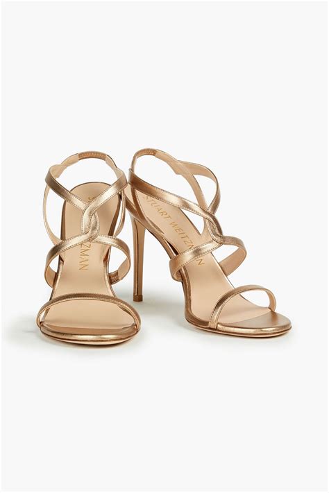 STUART WEITZMAN Soiree 100 metallic leather slingback sandals | THE OUTNET