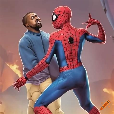Spider-man and kanye west shaking hands on Craiyon