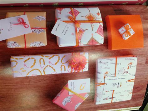 Orange and White Gift Wrapping Paper