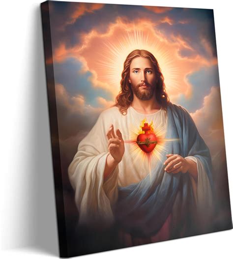 Amazon.com: Sacred Heart of Jesus Wall Art Picture Divine Mercy Picture ...