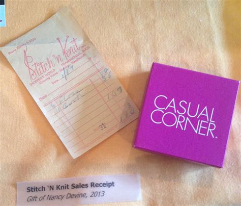 Stitch 'N Knit Sales Receipt and Casual Corner jewelry box, Shoppers ...