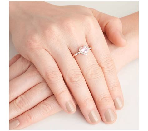 LuxLab Created Pink Sapphire & Diamond Heart Ri ng, 14K Plated - QVC.com