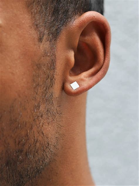 Square Stud Earrings, Minimalist Earrings, Mens Earrings Sterling ...
