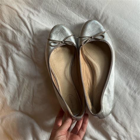 Silver Ballet flats Women's size 8.5 Good used... - Depop