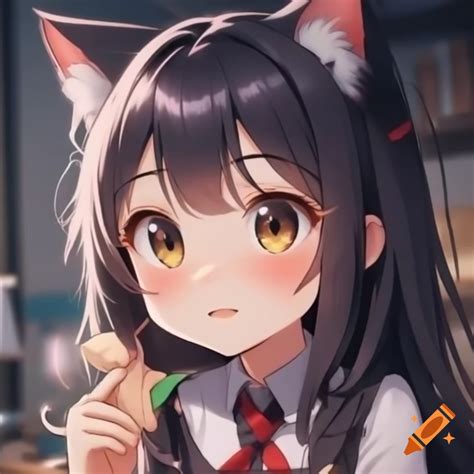 Cute anime cat girl character on Craiyon