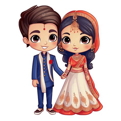 Love In Animation Charming Indian Wedding Couple Illustration, Indian ...