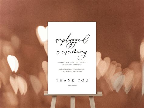 Minimalist Modern White and Black Wedding Unplugged Ceremony Sign ...