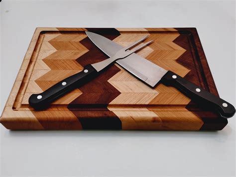 Butcher Block Cutting Board Chevron Style - Etsy