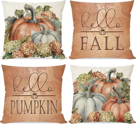 Amazon.com: PANDICORN Hello Pumpkin Vintage Fall Throw Pillow Covers ...