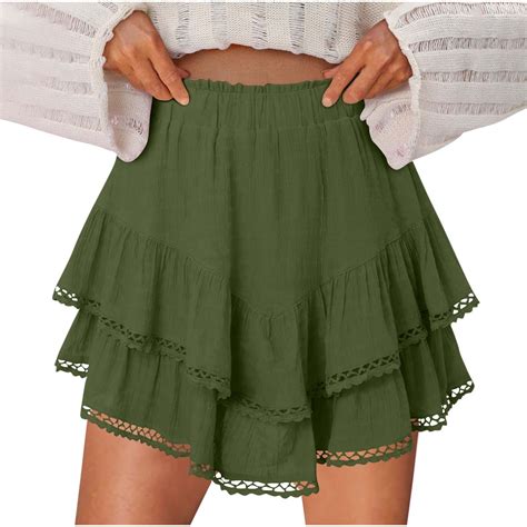 Lace Skorts for Womens Dressy Casual Shorts Hollow Out Luscious Curvy ...