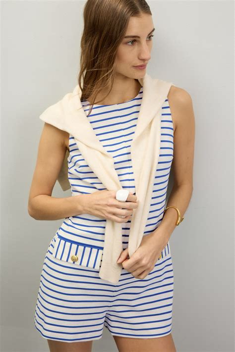 Stripe Knit Romper by English Factory | Rent the Runway