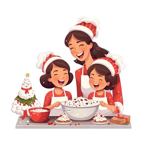 Merry Christmas And Happy Holidays, Mother And Her Daughters Cooking Christmas Cookies, Family ...