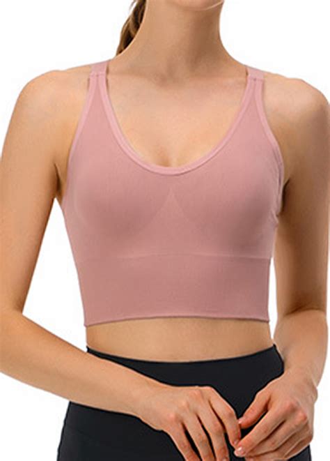 Wide Strap Pink Criss Cross Back Sports Bra | Rosewe.com - USD $22.98