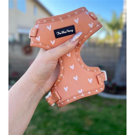 Cute Dog Harness With Heart Print Peach Dog Harness Puppy - Etsy