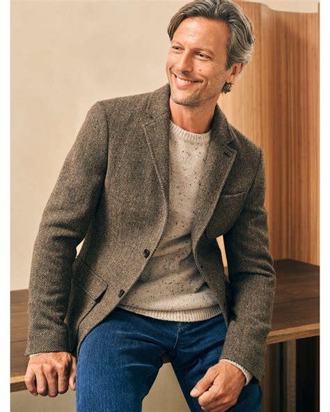 Faherty Irish Wool Herringbone Blazer in Brown for Men | Lyst
