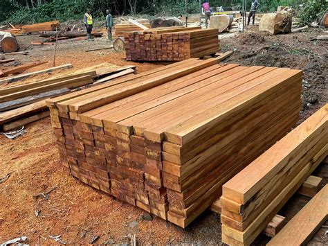 Wooden planks and timber