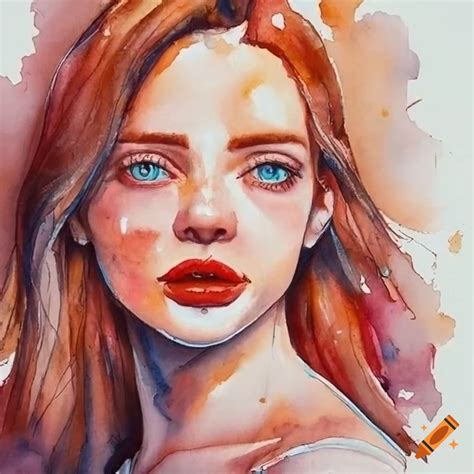 Woman practicing watercolor painting on Craiyon