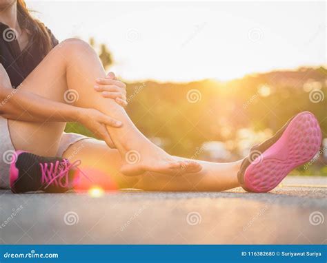 Running Injury Leg Accident- Sport Woman Runner Hurting Holding Painful ...