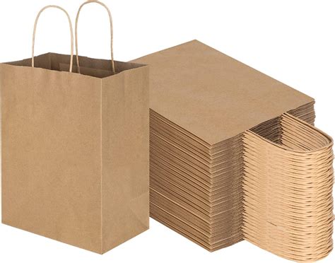 Amazon.com: Toovip 100 Pack 8x4.75x10 Inch Medium Plain Brown Kraft ...