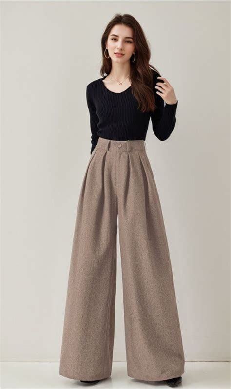 Wool Pants, Wool Palazzo Pants, Winter Wool Pants Women, Wool Culotte ...
