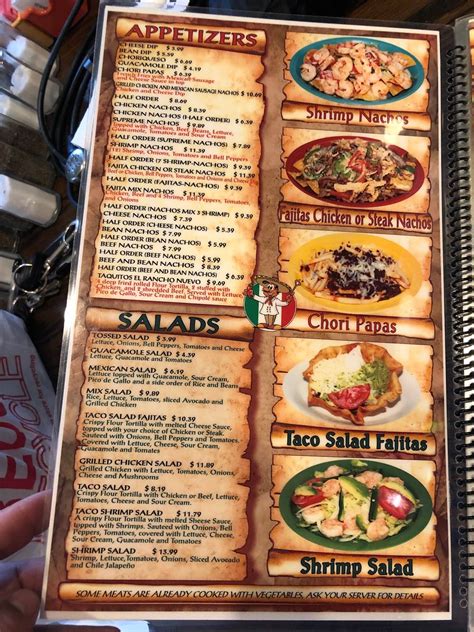Menu at El Rancho Nuevo restaurant, Weldon Spring