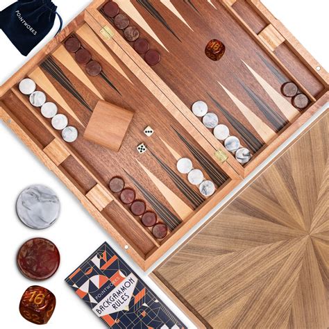 Pointworks 17 Inch Backgammon Sets for Adults. Beautiful Wood Inlaid Backgammon Board Game Set ...
