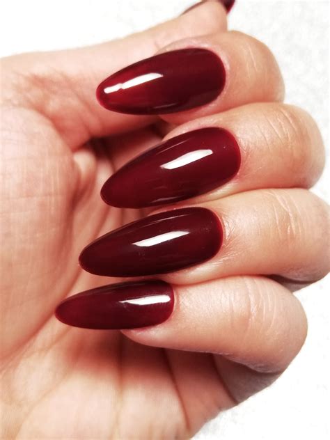 Dark Red Almond Nails