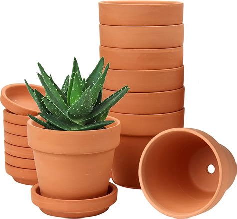 Hollyone 8 pcs 3.1"x3.0" Mini Terracotta Pots with Drainage Hole and ...