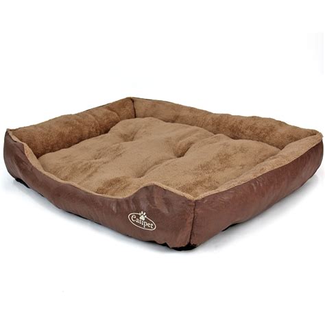 Easipet Dog Pet Bed Small-XXLarge Faux Leather Fleece in Brown