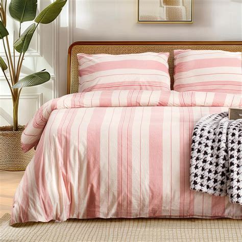 Amazon.com: DELIGHT HOME Cotton Stripe Duvet Cover Set King Size, Dyed ...
