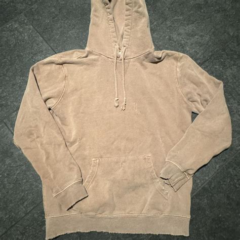 Distressed light brown hoodie - Depop