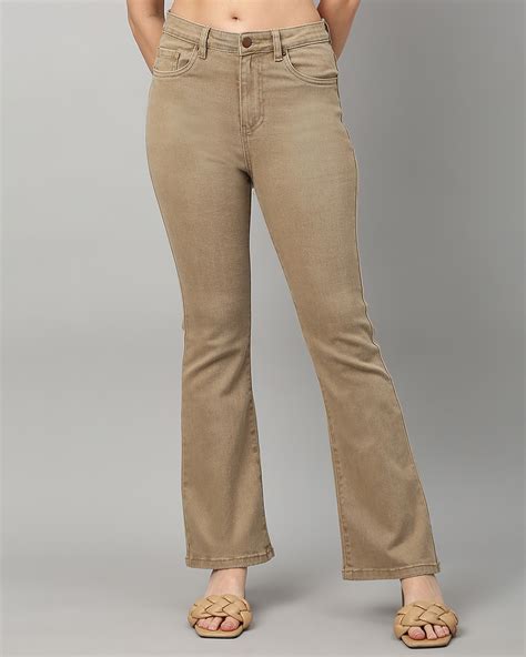 Buy Women's Khaki Bootcut Jeans Online at Bewakoof