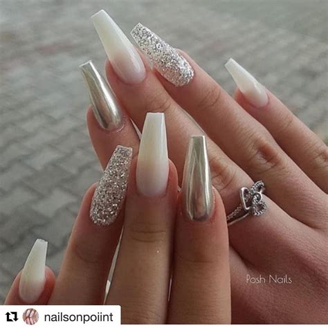 White And Gold Coffin Nail Designs at Randee Andes blog