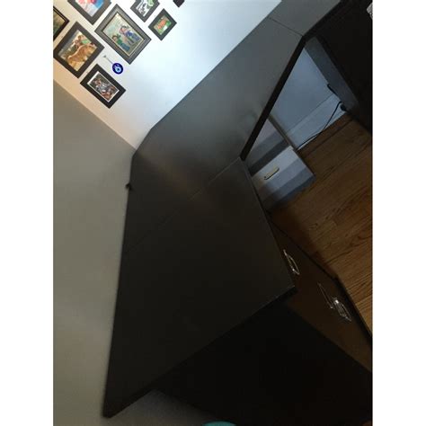 Pottery Barn Bedford 5 Drawer Corner Desk w/ File Cabinets in Black ...