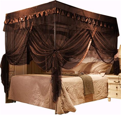 Mengersi 4 Corners Post Canopy Bed Curtains Canopy for Bed King Size ...