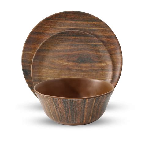 TP 12-Piece Dinnerware Set, Melamine Dishes Set with Bowls and Plates ...